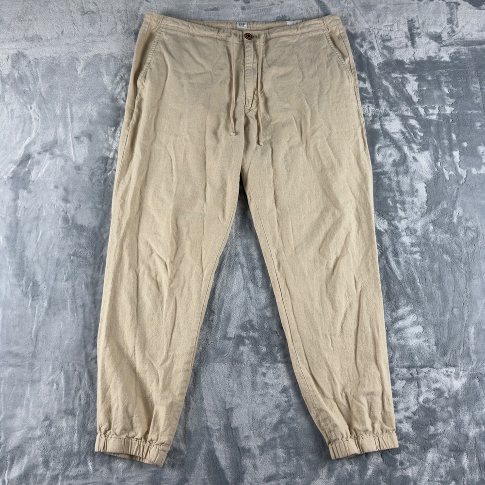 Gap Tan Linen Blend Drawstring Jogger Pants Beige Size L